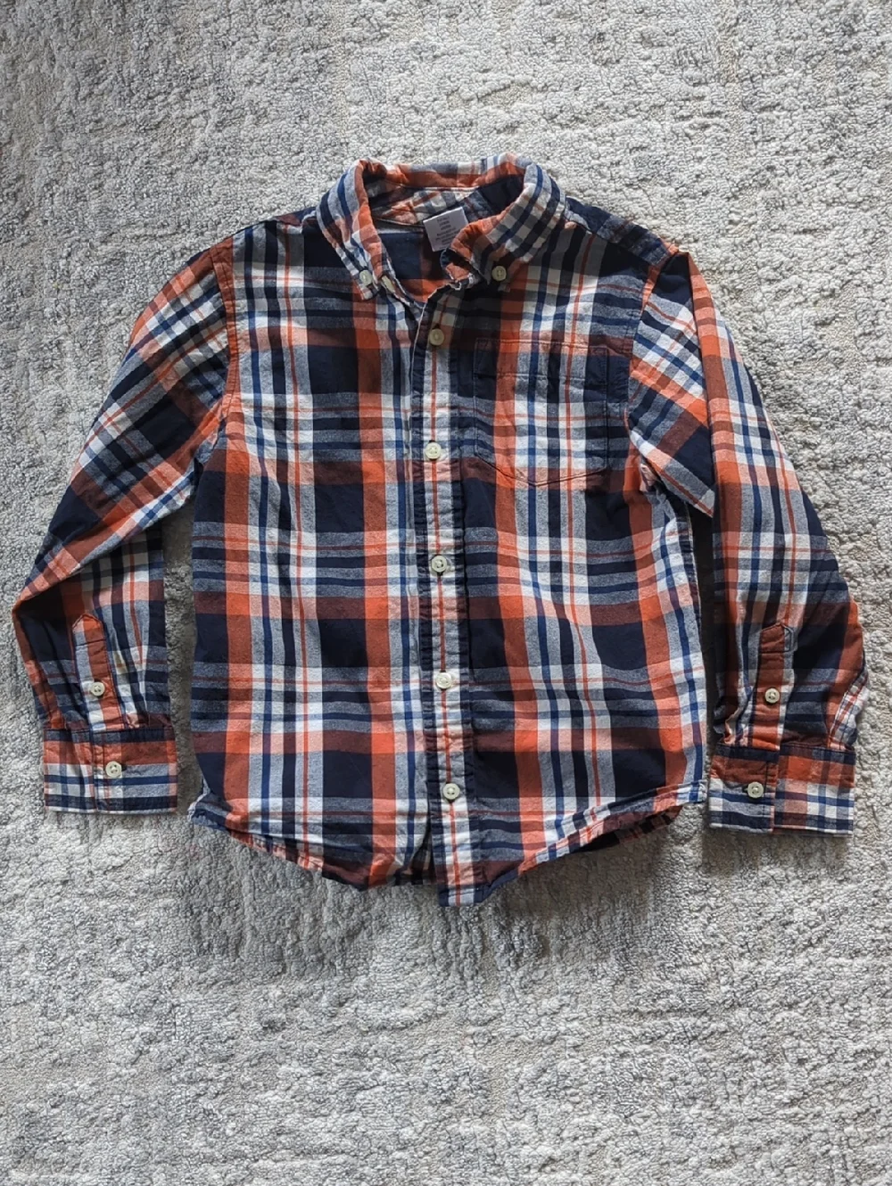 Gymboree Orange & Navy Plaid Button-Up Shirt Size 4T